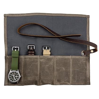 Barton Watch Roll - Waxed Canvas Watch Travel Case & Watch Band Storage