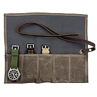Barton Canvas Watch Roll Travel Case - Waxed Canvas Watch Pouch & Band Storage - Ideal for Travelling or Home Use Watch Roll Case, Carrier Case & Travel Roll.