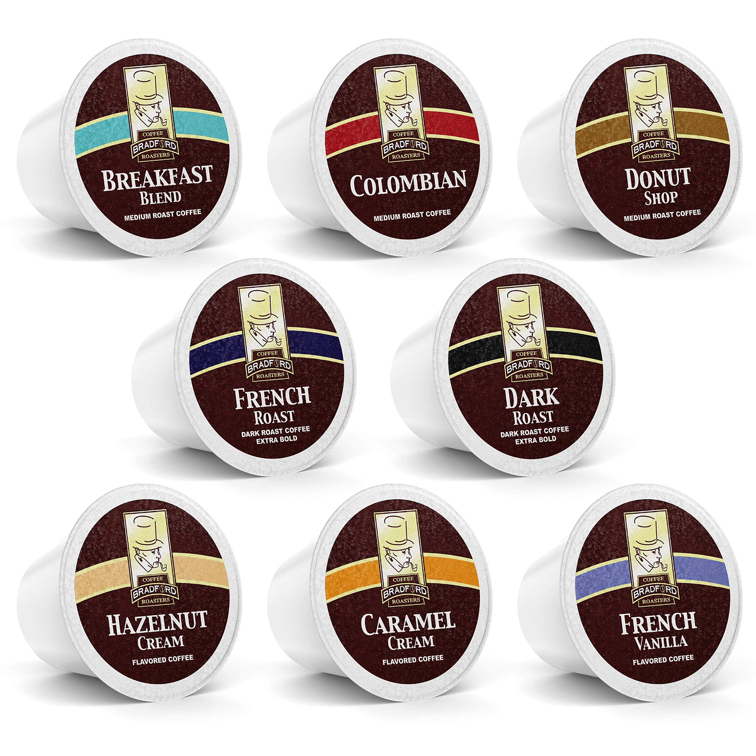 100ct Variety Pack for Keurig K-cups®, 8 Assorted Single Cup Sampler 20% more coffee per cup by Bradford Coffee