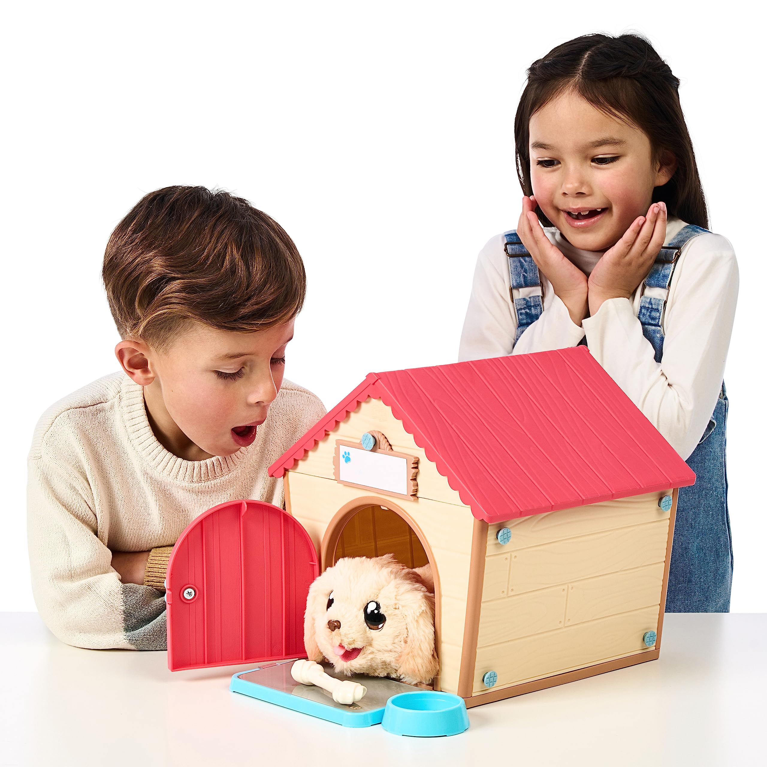 Little Live Pets - My Puppy's Home Interactive Plush Toy Puppy & Kennel. 25+ Sounds & Reactions. Make the Kennel, Name your Puppy and SURPRISE! Puppy appears! Easy Build DIY Kennel. Batteries Included