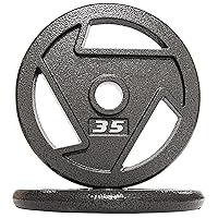 BalanceFrom Powergainz Olympic 2-Inch Cast Iron Plate Weight Plate for Strength Training and Weightlifting, Black POG-AT2IN-35X2