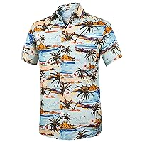Hawaiian Shirt for Men Short Sleeve Button Down Shirts Casual Stylish Tropical Summer Beach Shirt with Pocket
