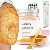 BRÜUN Peel-Off 24K Gold Jelly Mask for Face Care – A 23 fl oz Rubber Mask Jar for 30 to 35 Treatments – A Skin Care Moisturizing Gel Mask of Spa Set for Men, Women and Adults