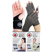 Dr. Arthritis Bundle: Copper Lined Wrist Support (Single) + Compression Gloves (XS)