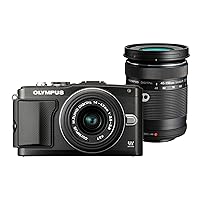 Olympus E-PL5 Interchangeable Lens Digital Camera Double Zoom Kit (Black) E-PL5 DZKIT - International Version (No Warranty)