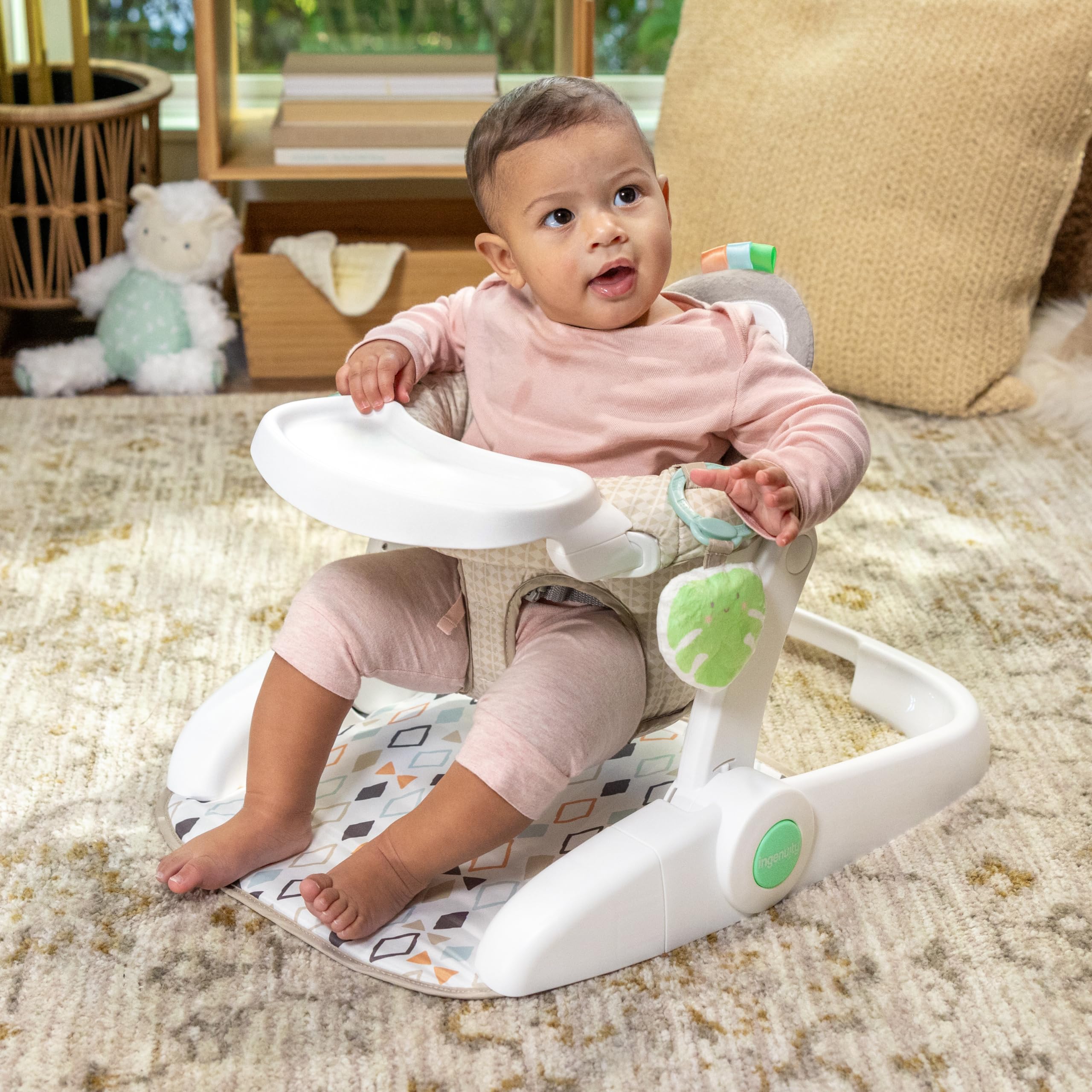 Ingenuity Prop Spot Learn-to-Sit Floor Seat for Baby, Removable Tray, 2 Linkable Toys, Tummy Time Mat, Unisex, for Ages 4-12 Months - Loni