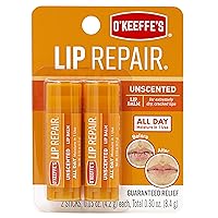 Unscented Lip Repair Lip Balm for Dry, Cracked Lips, Stick, Twin Pack