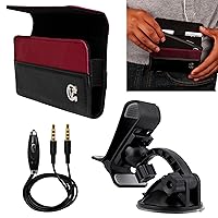 VanGoddy Wine Red Portola Holster Carrying Case for Apple iPhone 6, iPhone 5, iPhone 5S, iPhone 5C, iPhone 4 and Windshield Mount and Auxiliary Cable