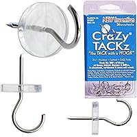 36 Tacks - 2 in 1: Push pin Hook tack - New Invention Hang 100's of Items Interior or Exterior Decor at Home, School, Office, DIY, for Party or Holiday (Clear, 36pc)