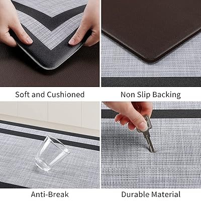 Anti Fatigue Kitchen Mats for 17.3 x 47 + 17.3 x 29 --0.47 inches Grey