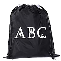 Custom Monogram Cinch Sacks, Bulk Drawstring Bags, Personalized Pull String Bags - Black CE2655MON S2