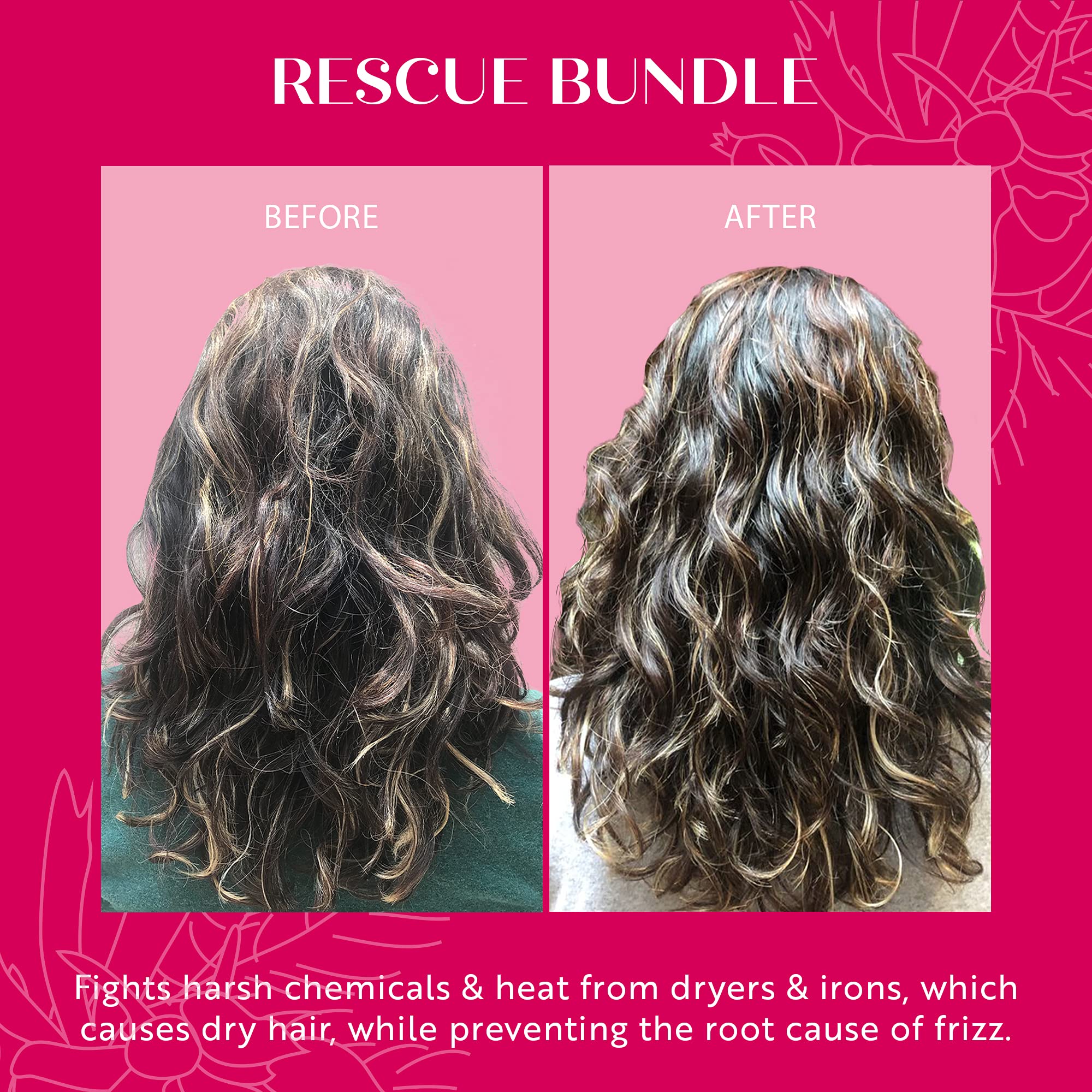 LATINUS BEAUTY RESCUE Impossible Keratin Anti-Frizz Shampoo + Conditioner Bundle for Dry, Damaged Hair (12 oz each)