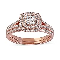 IGI Certified 14k Gold 1/2 Ct TDW Diamond Cluster Halo Ring (I-J, I2)