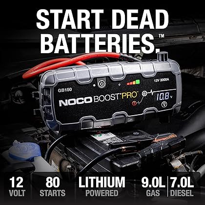 NOCO Boost Pro GB150 3000A UltraSafe Car Battery Jump Starter, 12V Jump Starter Battery Pack, Battery Booster, Jump Box, Portable Charger and Jumper Cables for 9.0L Gasoline and 7.0L Diesel Engines