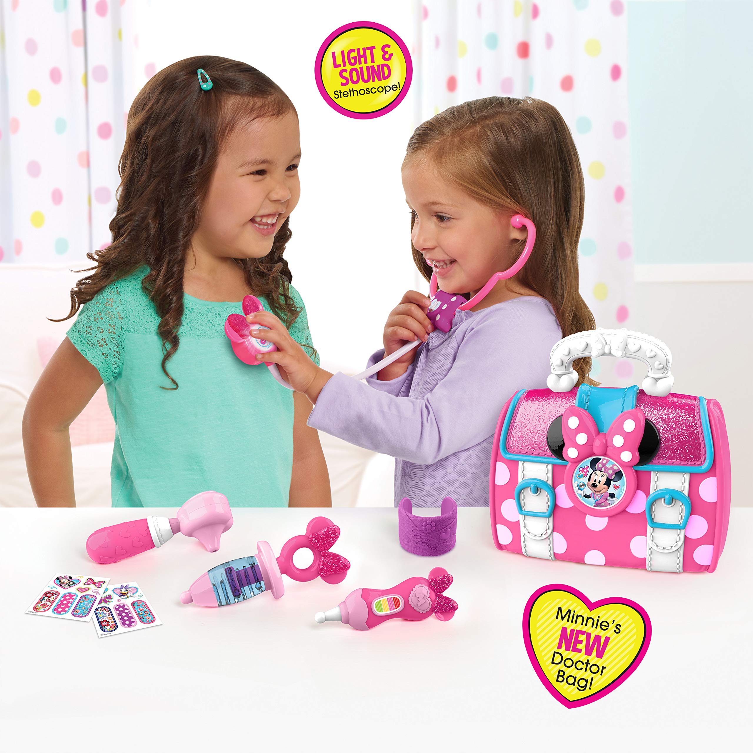 Disney Junior’s Minnie Mouse Bow-Care Doctor Bag Set, Dress Up and Pretend Play, Kids Toys for Ages 3 Up, Gifts and Presents by Just Play