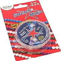 Stretch Magic Bead & Jewelry Cord - Strong & Stretchy, Easy to Knot - Clear Color - 0.8mm diameter - 5-meter (16.4 ft) spool - Elastic String for making beaded jewelry