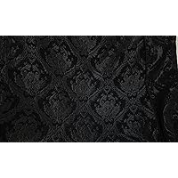 ad Fabric, Chenille Baroque Upholstery, Damask Tapestry Chenille Fabric Black/Black Color. - Upholstery Fabric, 58