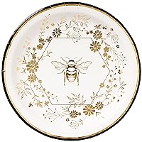 C.R. Gibson Honeycomb Hive Gold Foil Lunch Plates, 8 Count (TW13-25361), Medium