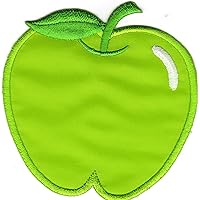 HHO Green Apple Fruit Sweet Big Size Patch Embroidered DIY Patches, Cute Applique Sew Iron on Kids Craft Patch for Bags Jackets Jeans Clothes