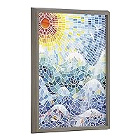 Kate and Laurel Blake It’s a Beautiful Life Framed Printed Glass Wall Art by Janet Meinke-Lau, 18x24 Gray, Decorative Mosaic Inspired Art for Wall