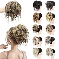 MORICA Tousled Updo Messy Bun Hair Piece Hair Extension Ponytail with Elastic Rubber Band Updo Wavy Bun Extensions Synthetic Hair Extensions Scrunchies Chignons Hairpiece for Women 18TH10