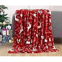 Elegant Comfort Luxury Velvet Super Soft Christmas Prints Fleece Blanket-Holiday Theme Home Décor Fuzzy Warm and Cozy Throws for Winter Bedding, Couch and Gift, 50 x 60 inch, Burgundy Reindeer