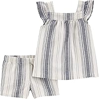 Carter's Baby Girls Linen Stripe Shorts Set