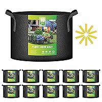 iPower 10 Pack 10 Gallon Grow Bags, Garden Planting Nonwoven Fabric Pots with Reinforced Handle, Heavy Duty and Aeration Planter Pot for Tomato, Fruits, Vegetables and Flowers