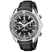 Omega Men's 23232465101003 Stainless Steel Swiss Automatic Watch With Black Leather Band