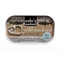 Cole's Wild Mackerel in Olive Oil - Canned & Jarred Seafood, Skinless, Boneless, Small Atlantic Mackerel Fish, Preservative & Gluten Free - 1 Unit
