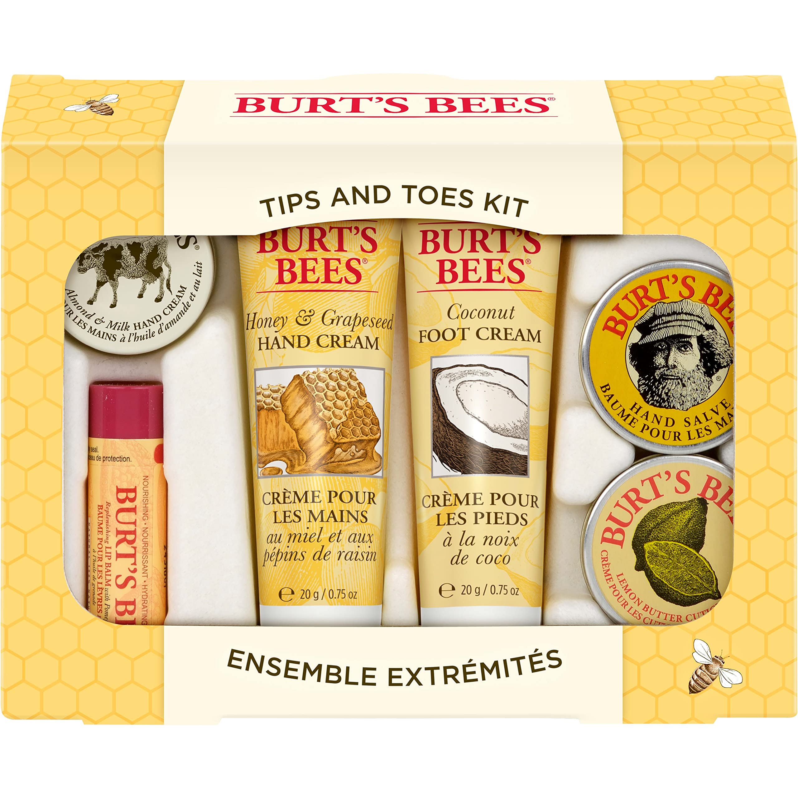 Burt's Bees Back to School Gifts, 6 Dorm Body Care Products for College Students, Tips and Toes Set - Pomegranate Moisturizing Lip Balm, 2 Hand Creams, Foot Cream, Cuticle Cream & Hand Salve