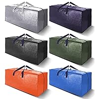 Heavy Duty Extra Large Moving Bags W/Backpack Straps - Strong Handles & Zippers, Storage Totes For Space Saving, Fold Flat, Alternative to Box and Bin (Set of 6, Multicolor)