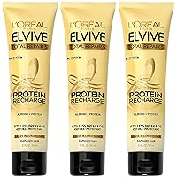 Elvive Hair Treatment - Total Repair 5 - Protein Recharge Leave-In Conditioner - Net Wt. 5.1 FL OZ (150 mL) Per Tube - Pack of 3 Tubes
