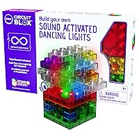 E-BLOX Build Your Own Sound Activated Dancing Lights STEM Kit, Reacts to Voice & Dances to Music, Building Blocks Circuit Toy Set for Kids, Birthday Gift, Boys, Girls, 5+
