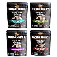 Noble Jerky - Healthy Vegan Plant Protein + Energy Non-GMO Meat Free 100% Natural 4 Bags (2.47 oz each Bag)