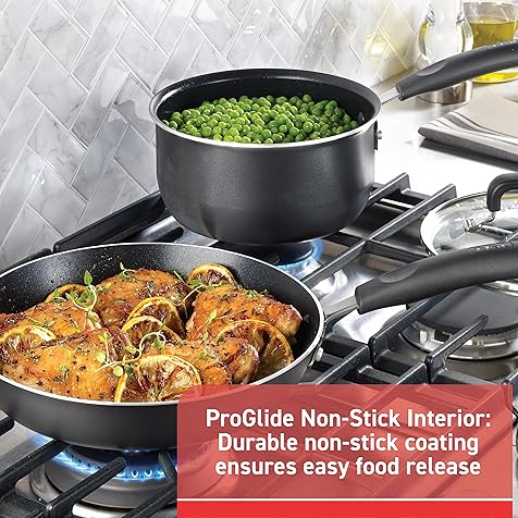 Signature Nonstick Cookware Set 12 Piece Oven Safe 350F Pots and Pans, Dishwasher Safe Black