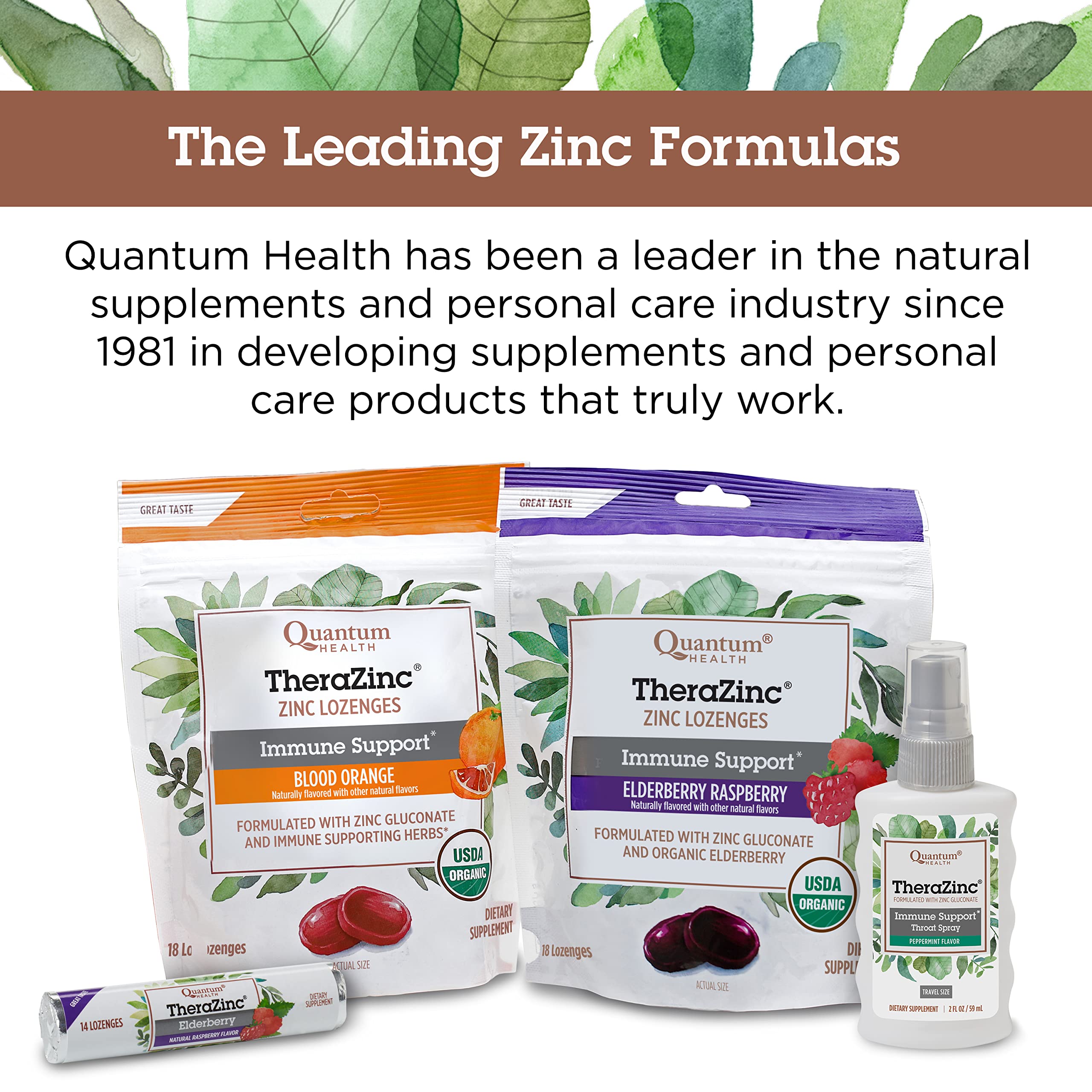 Quantum Health TheraZinc USDA Organic Zinc Lozenges|Elderberry Raspberry|Immune Support Formulated with Zinc Gluconate|Fast Relief|No Aftertaste|18 Count