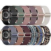 12 Pack Stretchy Nylon Bands Compatible with Apple Watch Band 40mm 45mm 44mm 41mm 38mm 49mm 42mm for Women Men,Elastic Solo Loop Braided Straps for iWatch Band Series 9 SE 8 7 6 5 4 3 2 1 Ultra 2/1