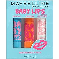 New York Baby Lips Moisturizing Lip Balm 3-pack, Lip Care Essentials, 3 Shades