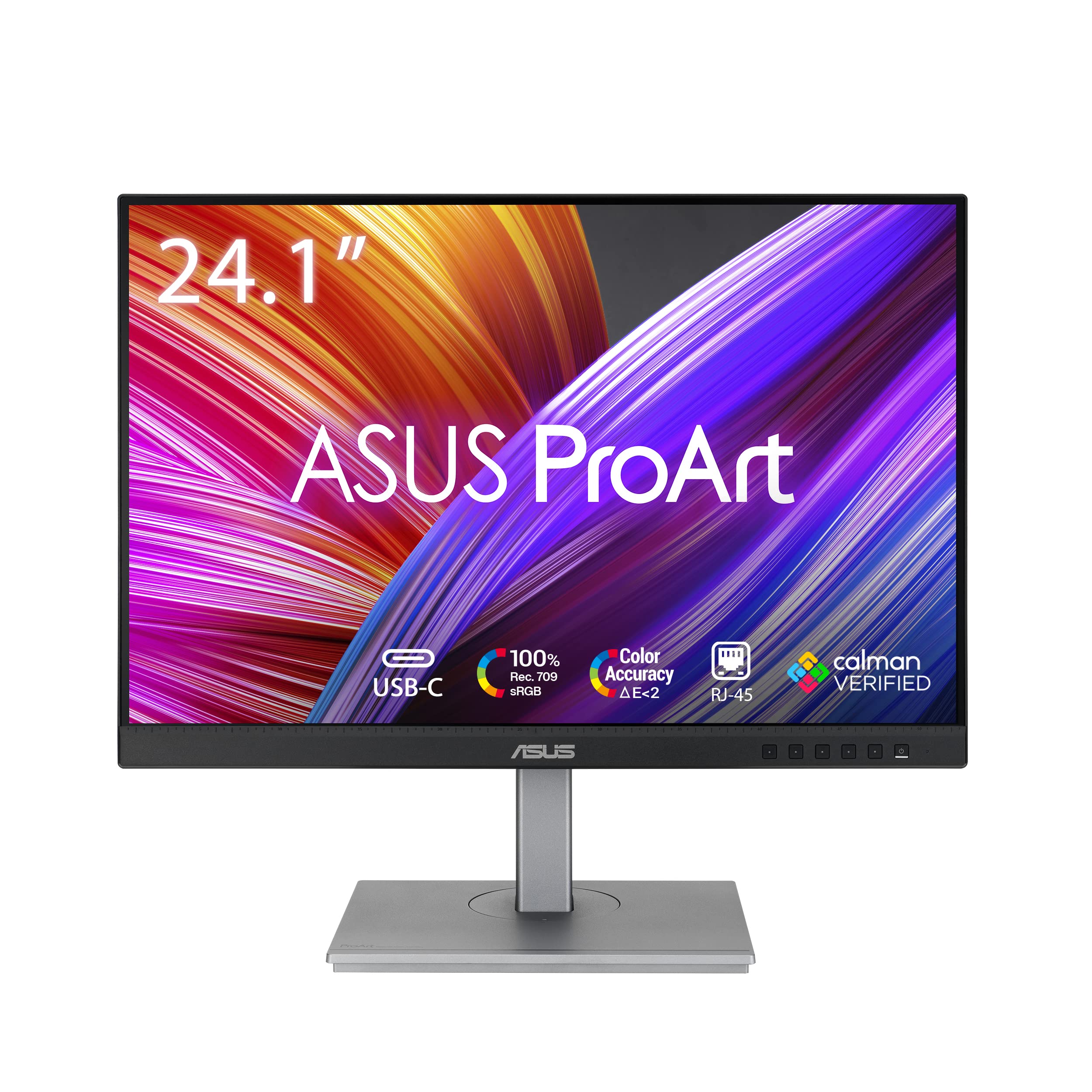 ASUS ProArt Display 24.1” 16:10 Professional Monitor (PA248CNV) - IPS, WUXGA (1920 x 1200), 100% sRGB/Rec.709, Color Accuracy ΔE2, Calman Verified, RJ45, USB-C, HDMI, Daisy Chain, DisplayPort, 75Hz