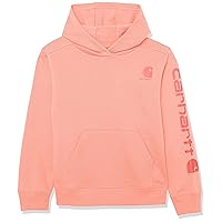 Carhartt Girls' Hoodie Fleece Pullover Sweatshirt, Peach Amber
