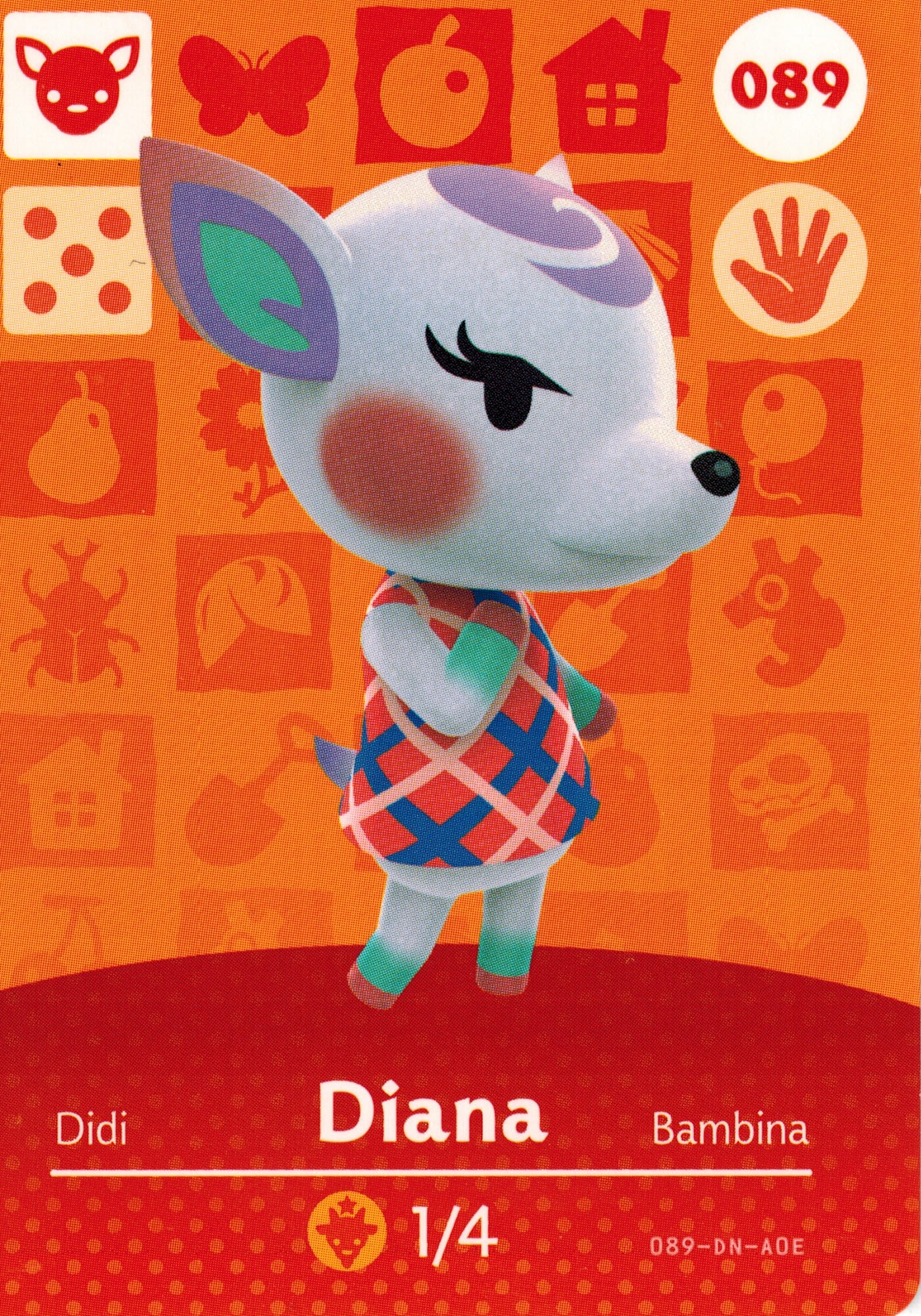 Animal Crossing Happy Home Designer Amiibo Card Diana 089/100