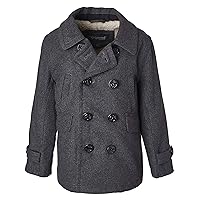 Sportoli Boy Classic Wool Blend Sherpa Winter Dress Pea Coat Peacoat Jacket