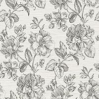 Tamara Day RMK12519RL Gray Flower Girl Peel and Stick Wallpaper, Charcoal