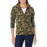Amazon Essentials Women's Classic-Fit Full-Zip Polar Soft Fleece Jacket (Available in Plus Size), Green Camo, X-Small