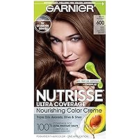 Hair Color Nutrisse Ultra Coverage Nourishing Creme, 600 Deep Light Natural Brown (Spiced Hazelnut) Permanent Hair Dye, 1 Count (Packaging May Vary)