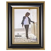 International Designs Black and Gold Fashion Wood Picture Frame, 5x7, Black