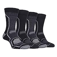 4 Pack Mens Moisture Wicking Padded Hiking Socks with Arch Support