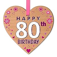 Cheerful 80th Birthday Gift For Her Happy Birthday Present for 80 Years Old Women Heart Decoration For Sister Girlfriend Card Insert