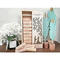 WE Games Personalized Wedding Guest Book Alternative, Wooden Memory Keepsake Box, 54 Blocks, Custom Engraved Couple with Tree